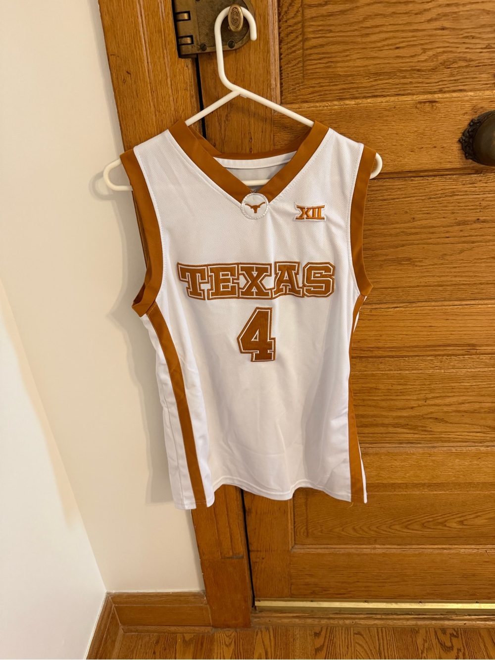Nike Youth Texas White and Burnt Orange Basketball Jersey #4
